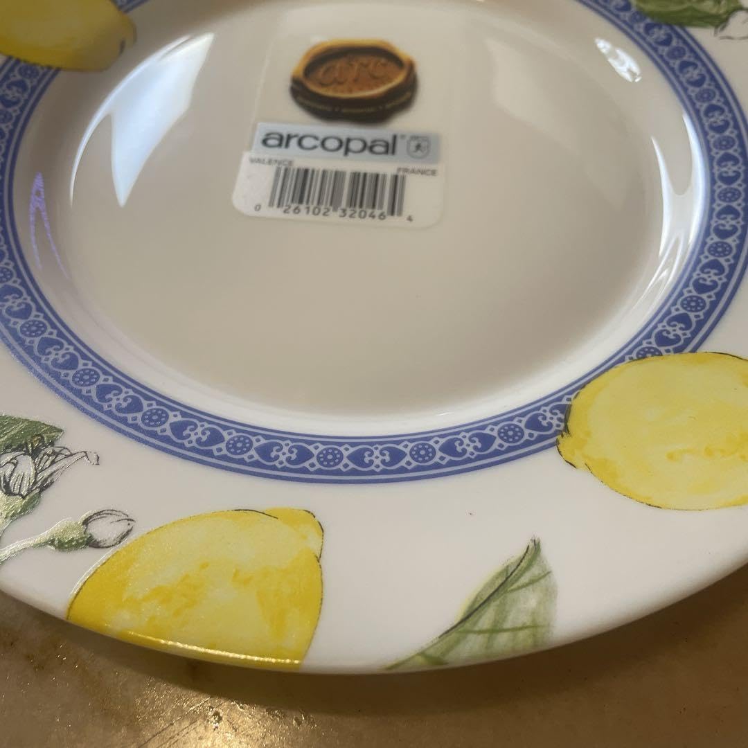 arcopal アルコパル　レモンデザイン 皿 5枚セット 未使用長期保管品 ☆フランス レトロ食器 arcopal アルコパル レモン パスタ皿